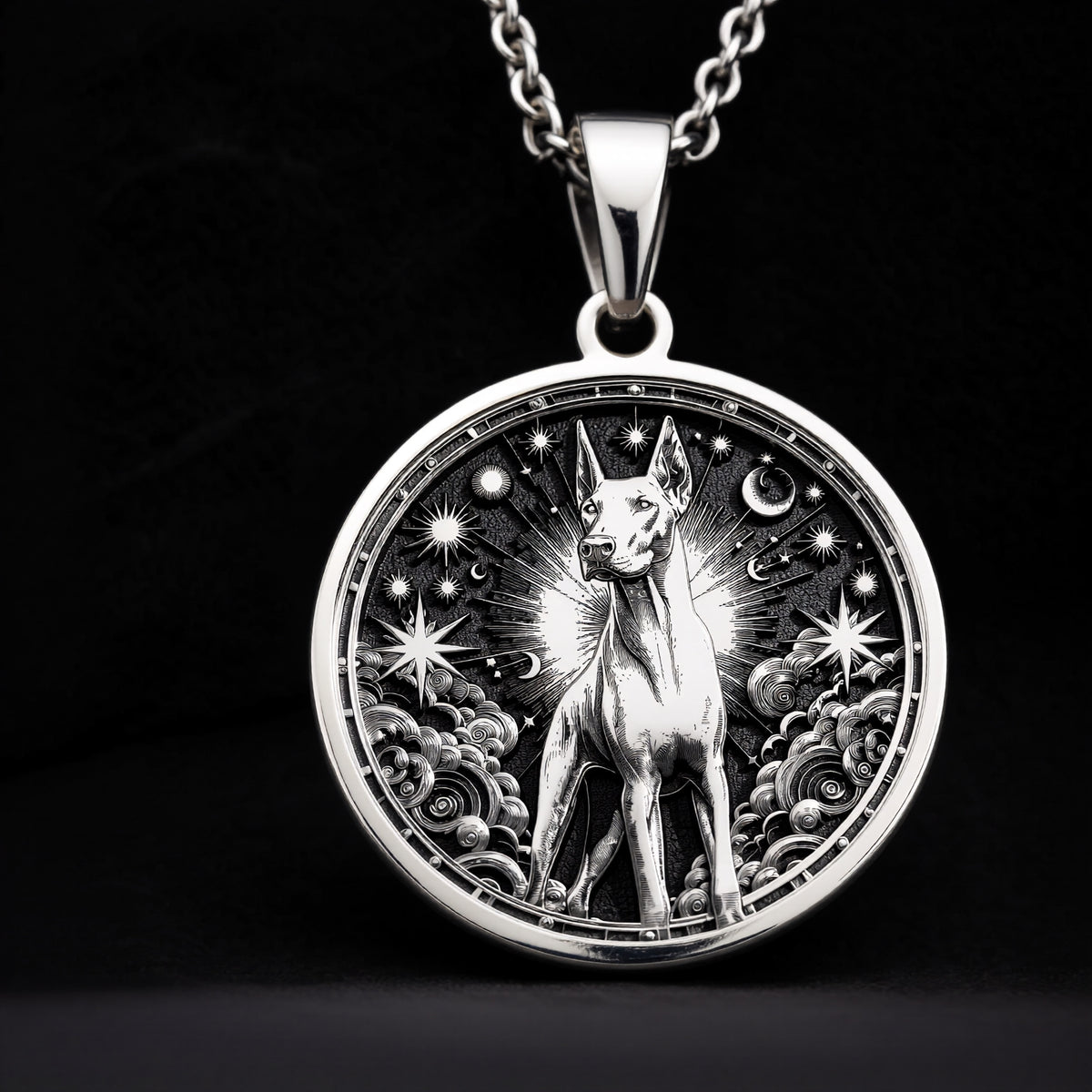 925 sterling silver Doberman Pinscher pendant, detailed view 5.