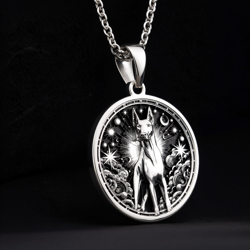 925 sterling silver Doberman Pinscher pendant, detailed view 6.