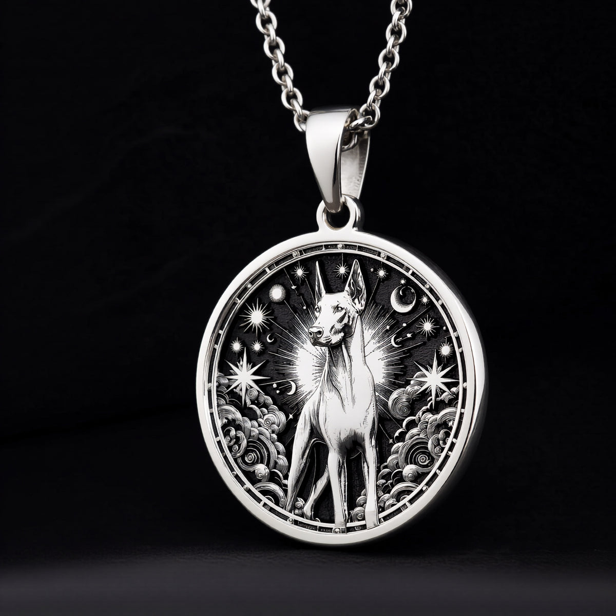 925 sterling silver Doberman Pinscher pendant, detailed view 7.
