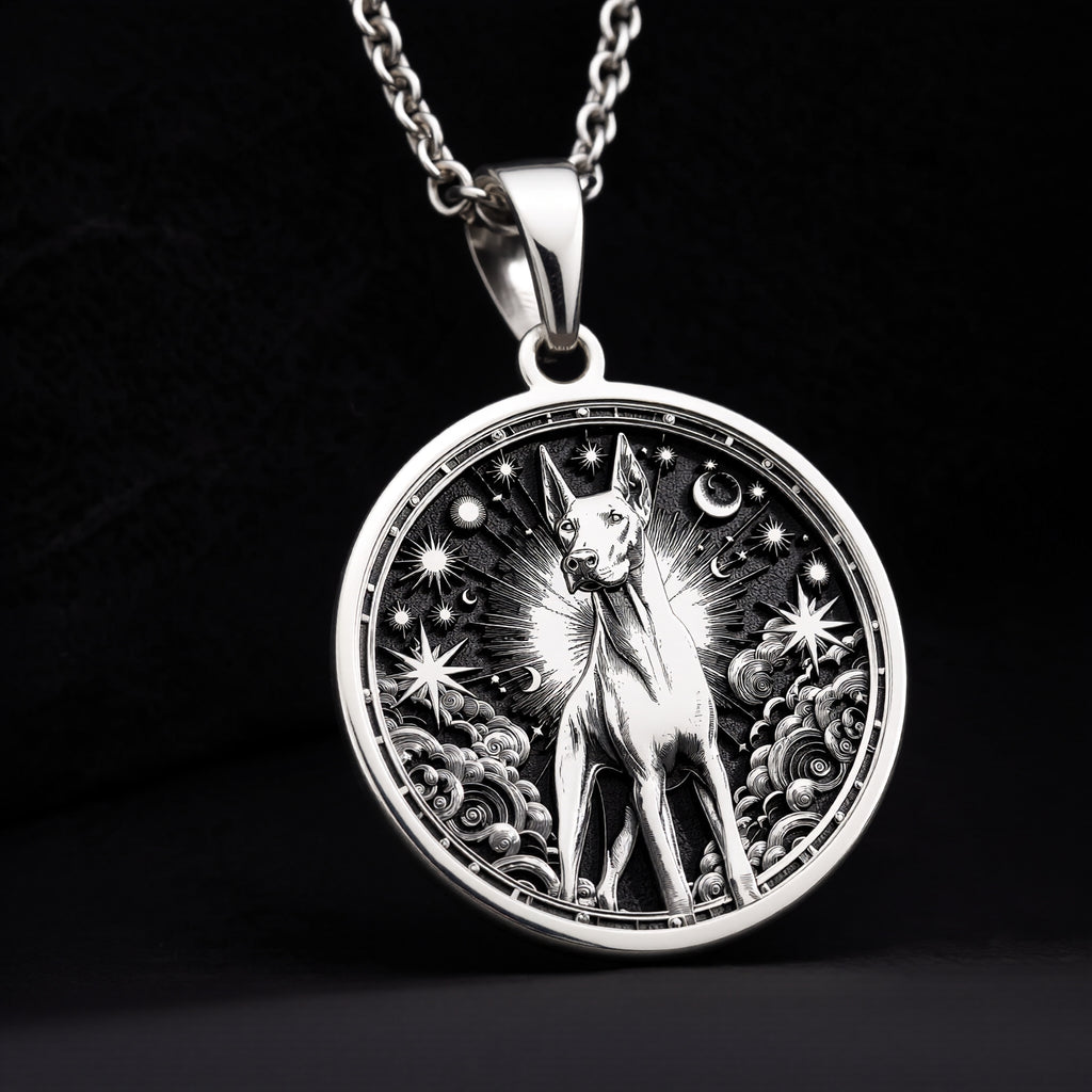 925 sterling silver Doberman Pinscher pendant, detailed view 8.