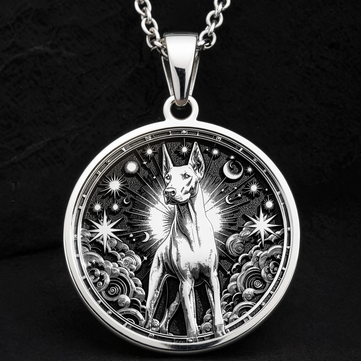 925 sterling silver Doberman Pinscher pendant, detailed view 9.