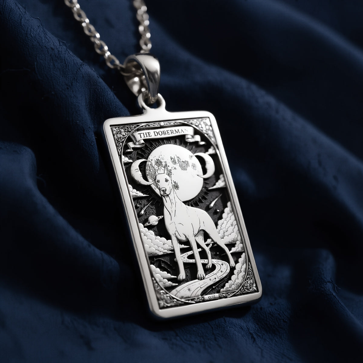 Doberman Pendant Necklace - Guardian Spirit Animal Charm - 925 Sterling Silver