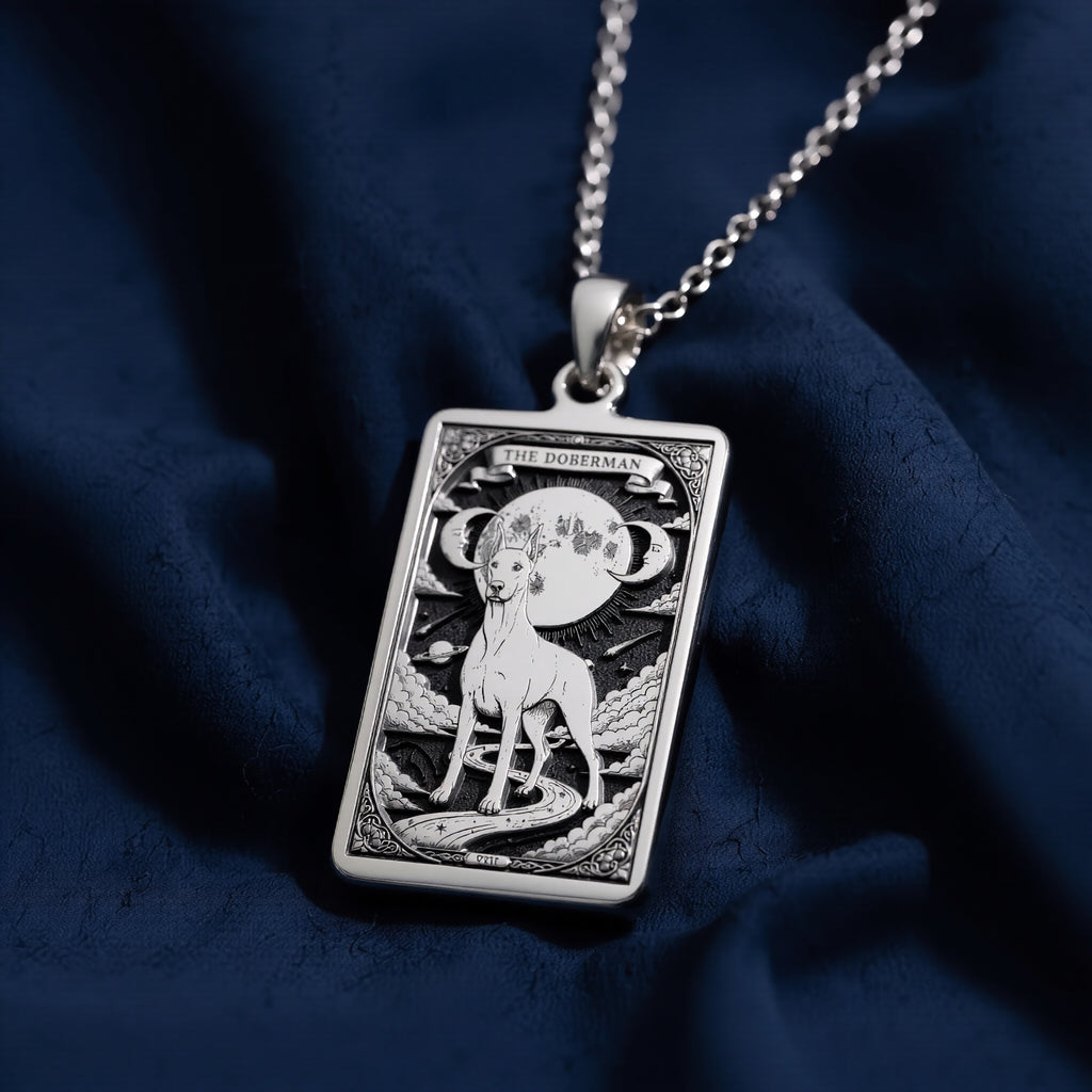 Doberman Pendant Necklace - Guardian Spirit Animal Charm - 925 Sterling Silver