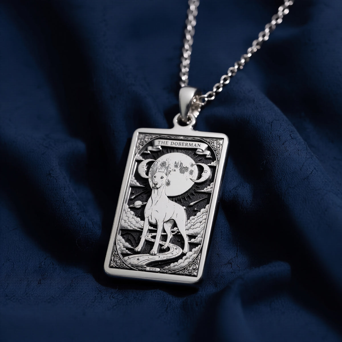 Doberman Pendant Necklace - Guardian Spirit Animal Charm - 925 Sterling Silver