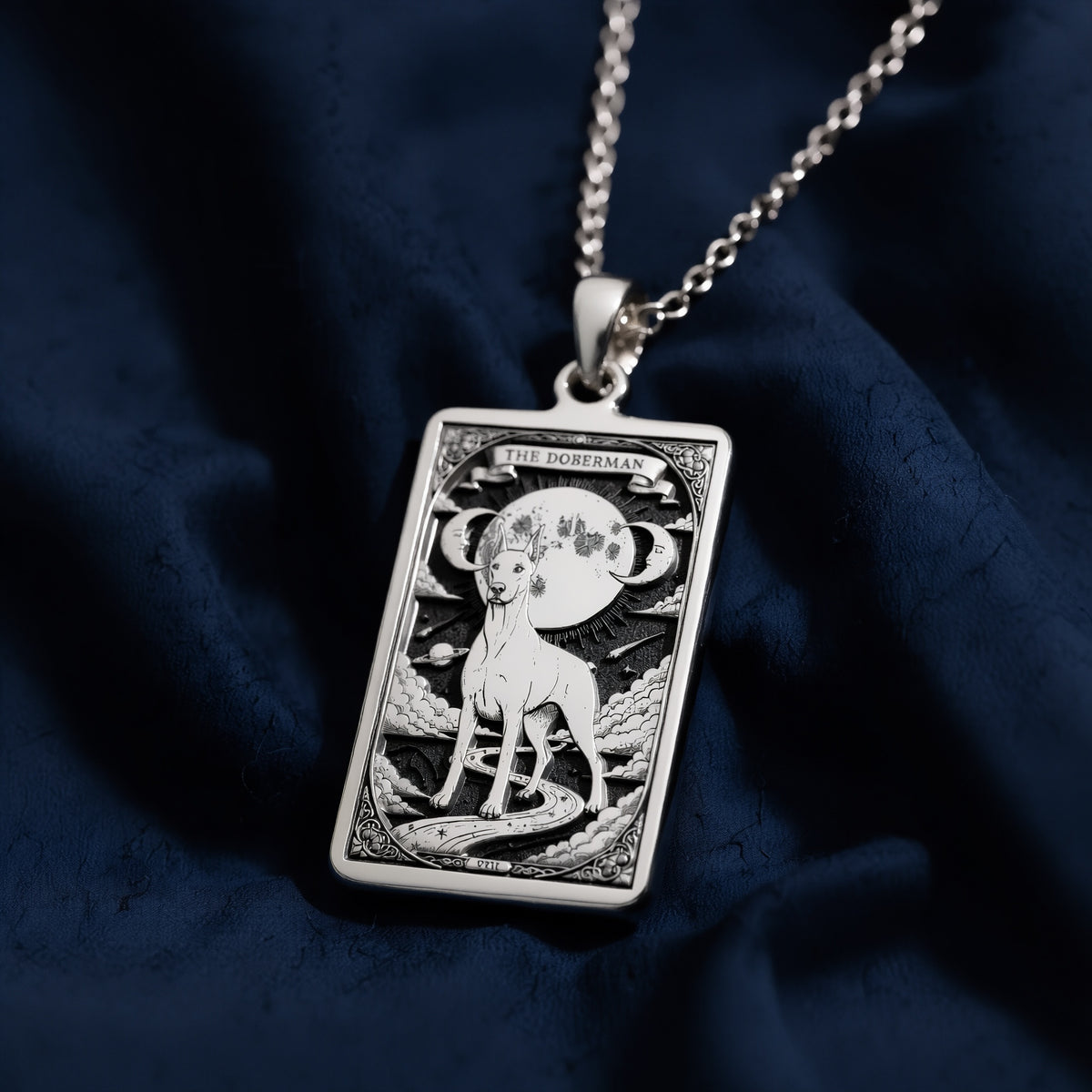 Doberman Pendant Necklace - Guardian Spirit Animal Charm - 925 Sterling Silver