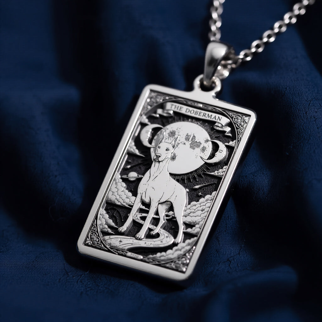 Doberman Pendant Necklace - Guardian Spirit Animal Charm - 925 Sterling Silver