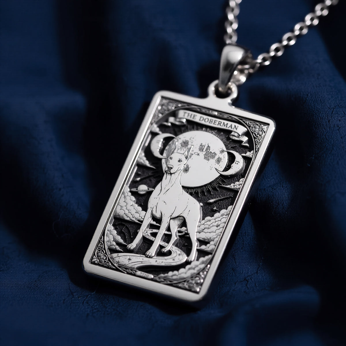 Doberman Pendant Necklace - Guardian Spirit Animal Charm - 925 Sterling Silver