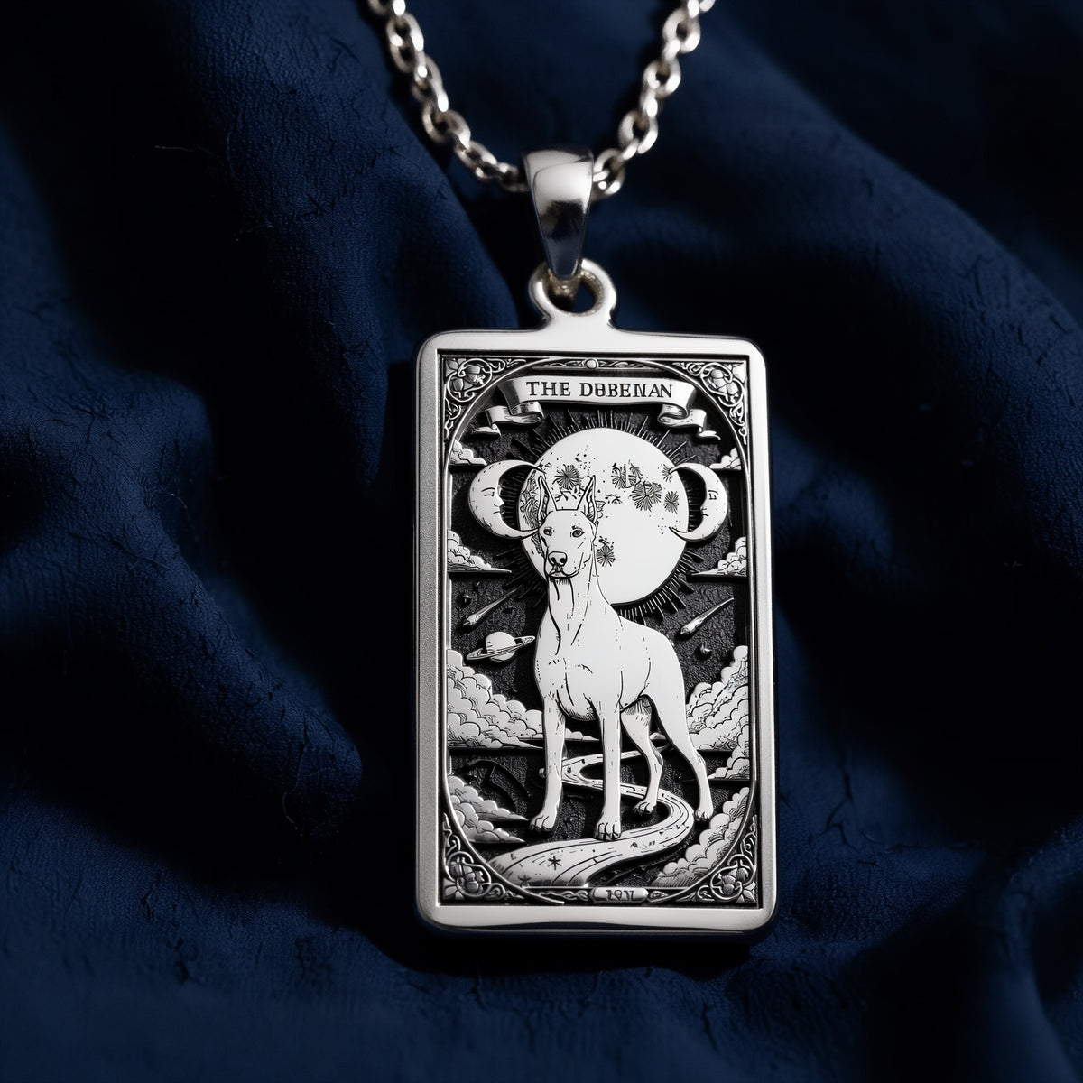 Doberman Pendant Necklace - Guardian Spirit Animal Charm - 925 Sterling Silver