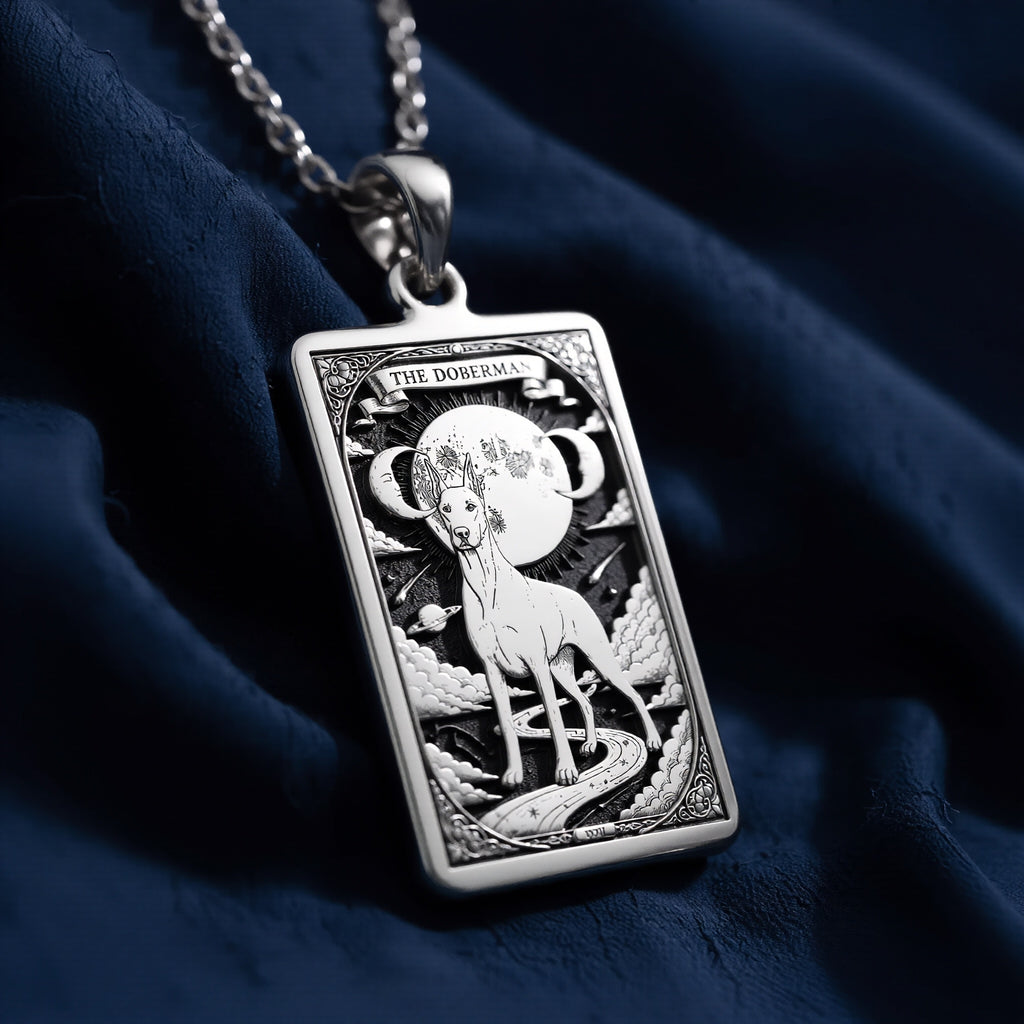 Doberman Pendant Necklace - Guardian Spirit Animal Charm - 925 Sterling Silver