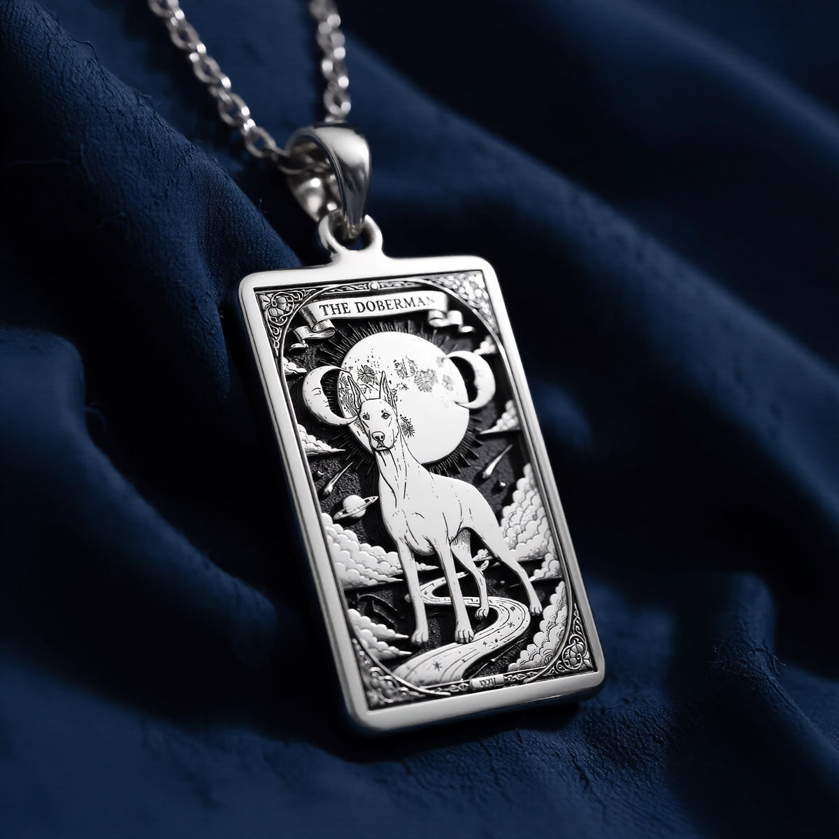 Doberman Pendant Necklace - Guardian Spirit Animal Charm - 925 Sterling Silver