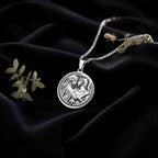 Sterling silver Theseus Antiope Amazon Queen Charm Necklace: round  of Theseus Greek he...