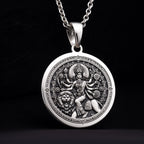 Durga Warrior Ten Arms Pendant | Silver & Plated Options - Hindu Goddess Protection Talisman