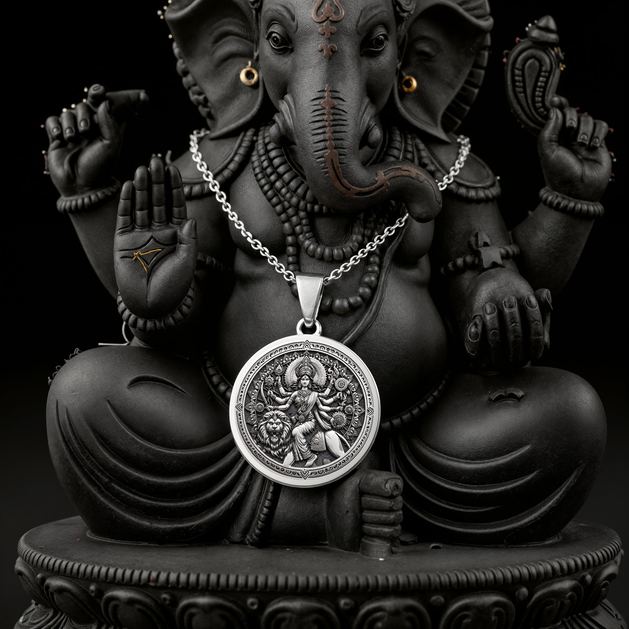 Durga Warrior Ten Arms Pendant | Silver & Plated Options - Hindu Goddess Protection Talisman