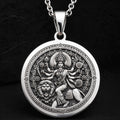 Durga Warrior Ten Arms Pendant | Silver & Plated Options - Hindu Goddess Protection Talisman