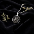925 925 Sterling Silver Durga Warrior Ten Arms Pendant Necklaces Oxidized silver round pendant with engraved historical scene necklace