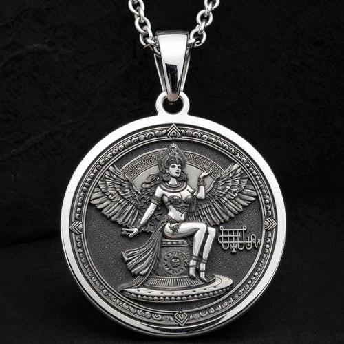 Bune Sigil Pendant Pendants 925 925 Sterling Silver winged goddess pendant necklace with ornate classical design