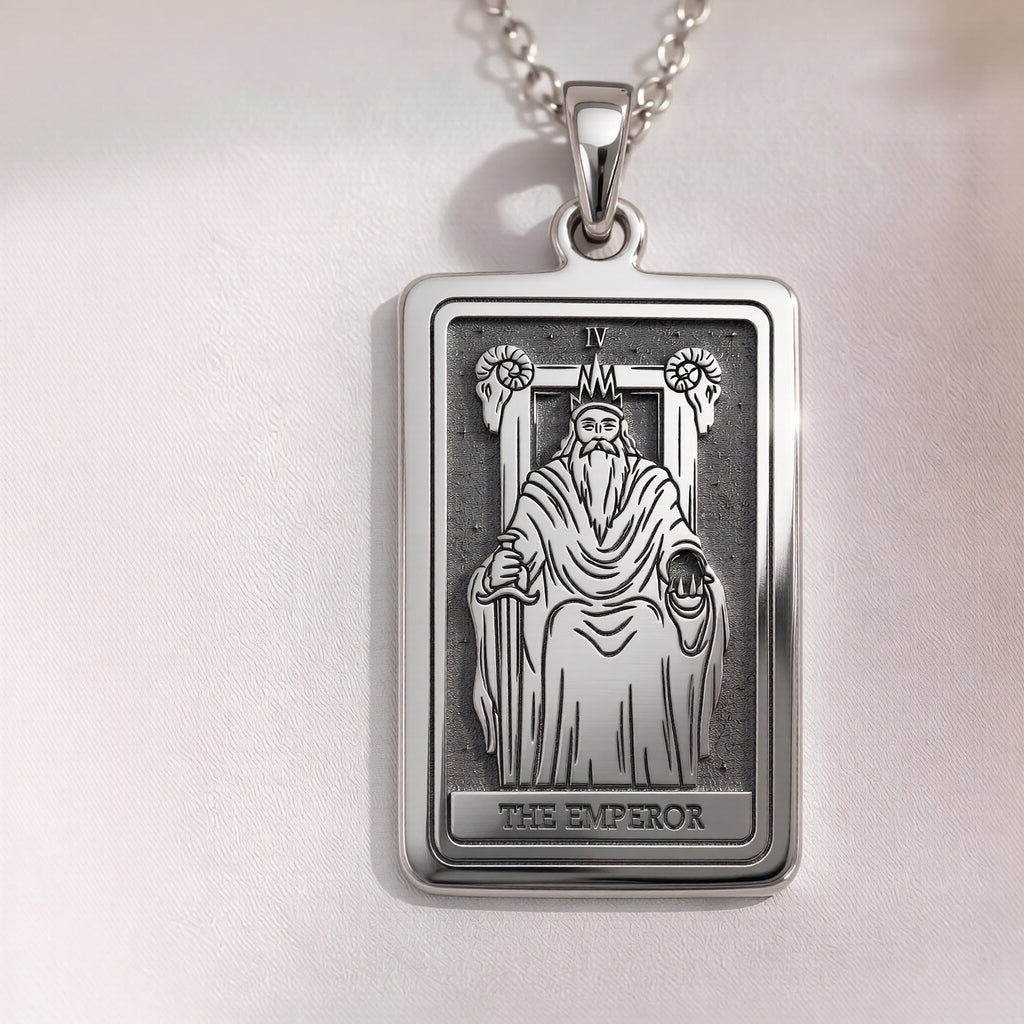 Emperor Card Tarot Necklace | Silver & Plated Options - Occult Arcana Talisman