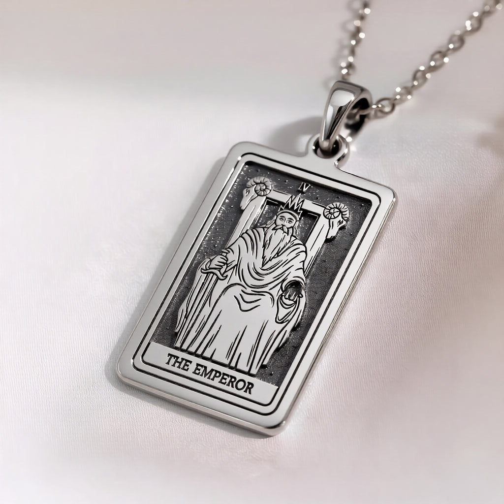 Emperor Card Tarot Necklace | Silver & Plated Options - Occult Arcana Talisman