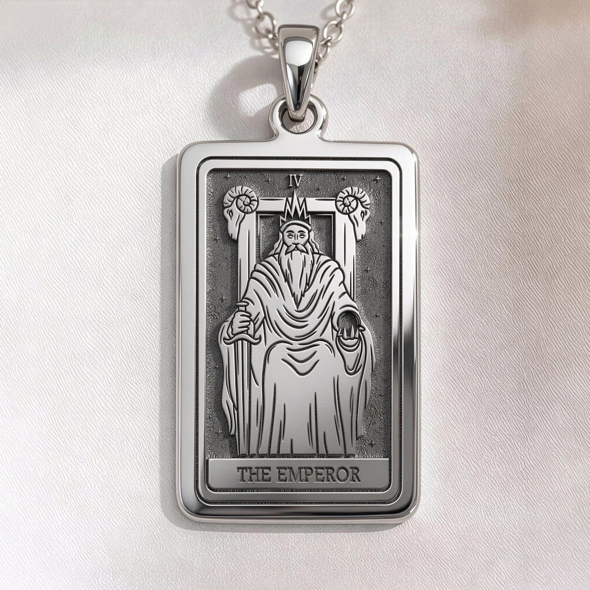Emperor Card Tarot Necklace | Silver & Plated Options - Occult Arcana Talisman