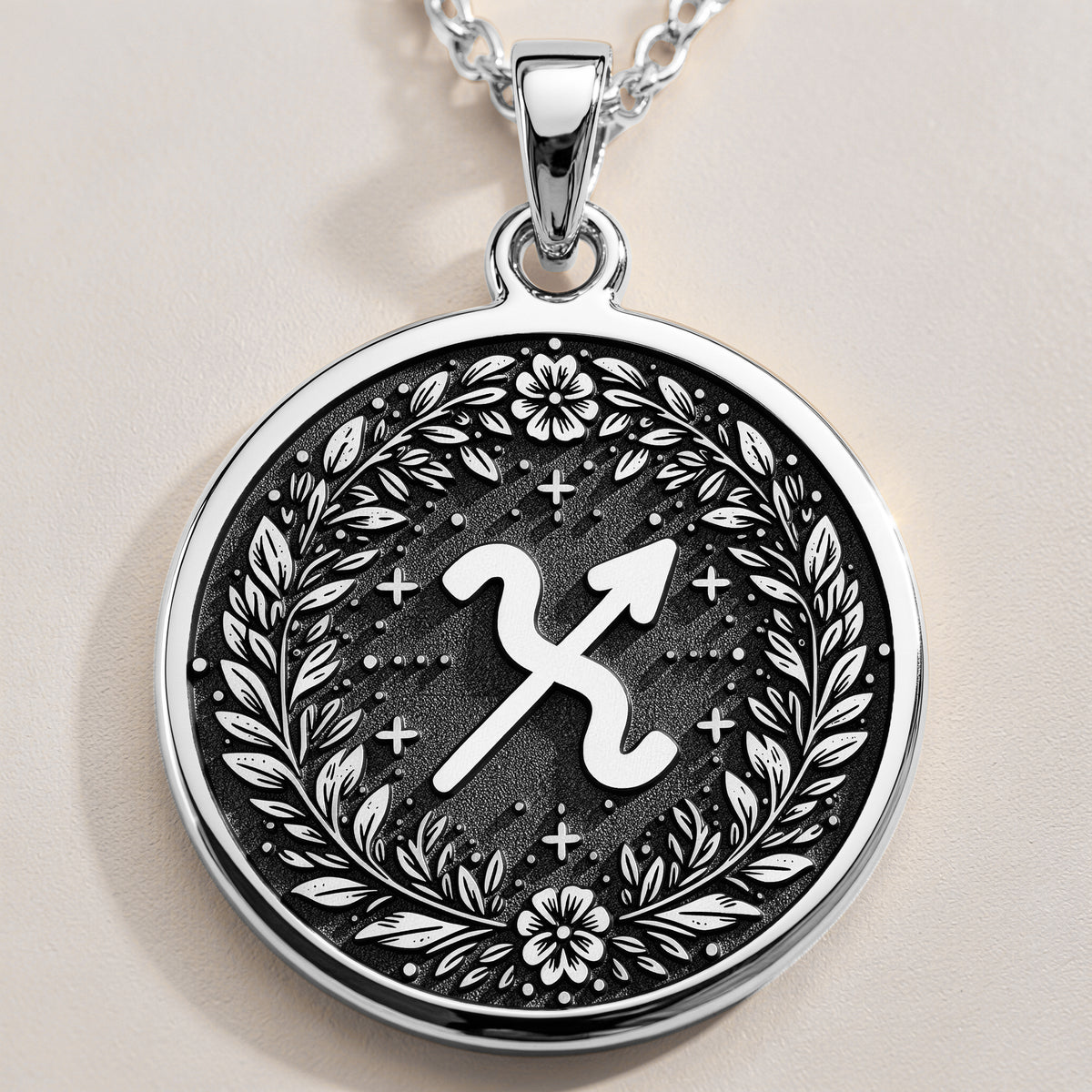 925 sterling silver Sagittarius Constellation pendant, detailed view 1.