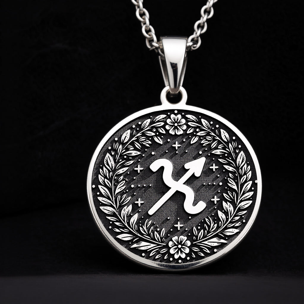 925 sterling silver Sagittarius Constellation pendant, detailed view 7.