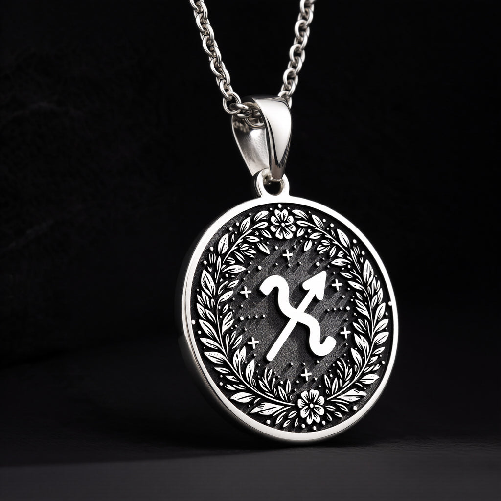 925 sterling silver Sagittarius Constellation pendant, detailed view 8.