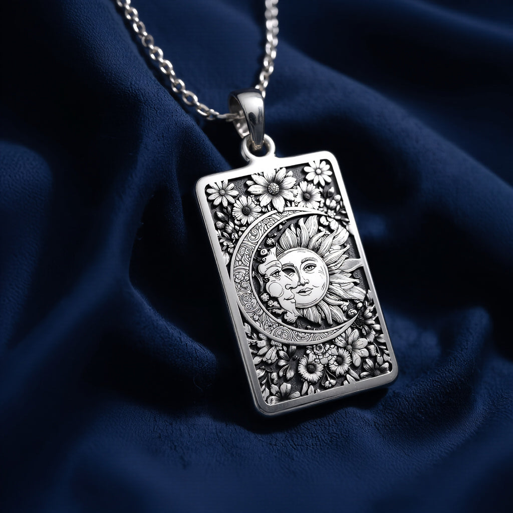 Sun Moon Celestial Pendant - 925 Sterling Silver