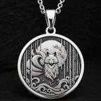 Sterling silver Nine: round  Japanese folklore Nine-Tailed Fox Kitsune with nine flowin...