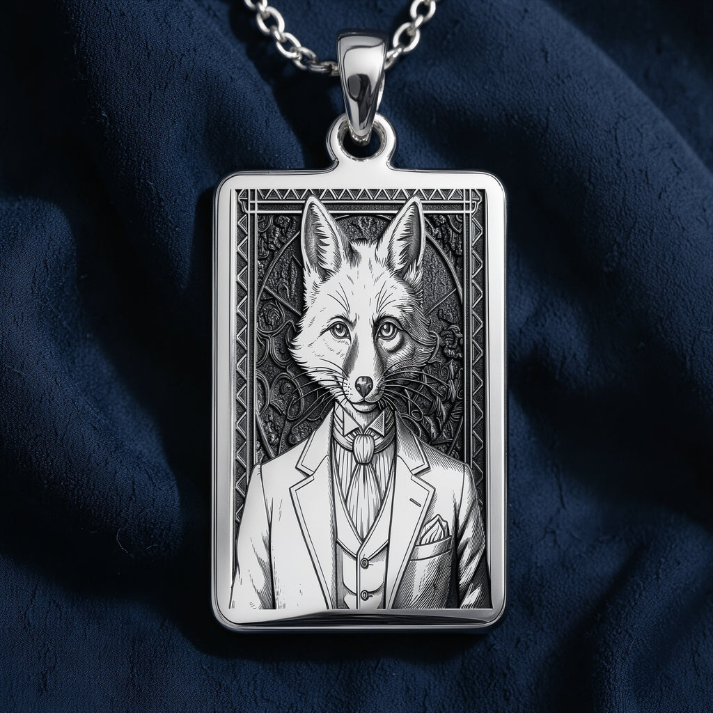 Victorian Fox Portrait Necklace - 925 Sterling Silver