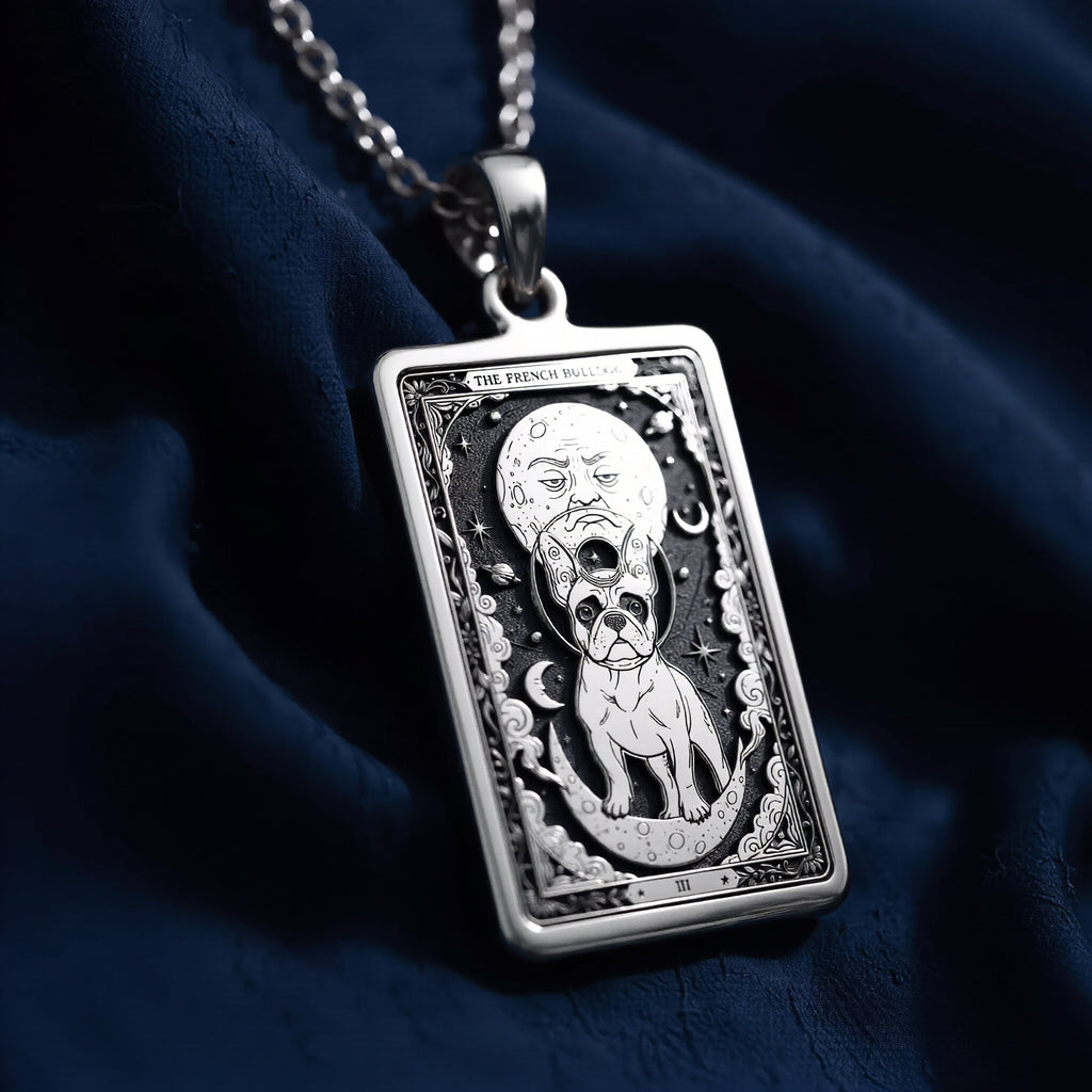 925 sterling silver French Bulldog Pendant Necklace - Tarot Pet Mom Gift pendant featuring a detailed design.