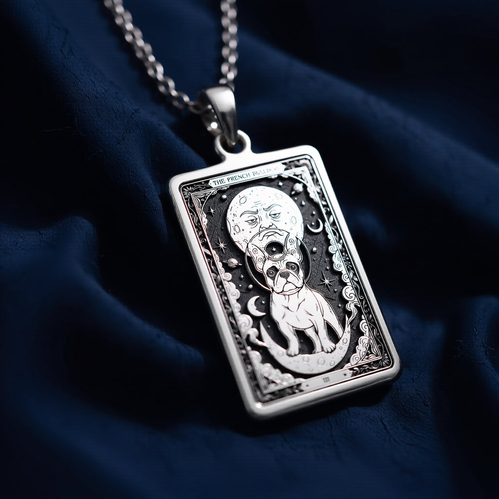 925 sterling silver French Bulldog Pendant Necklace - Tarot Pet Mom Gift pendant featuring a detailed design.