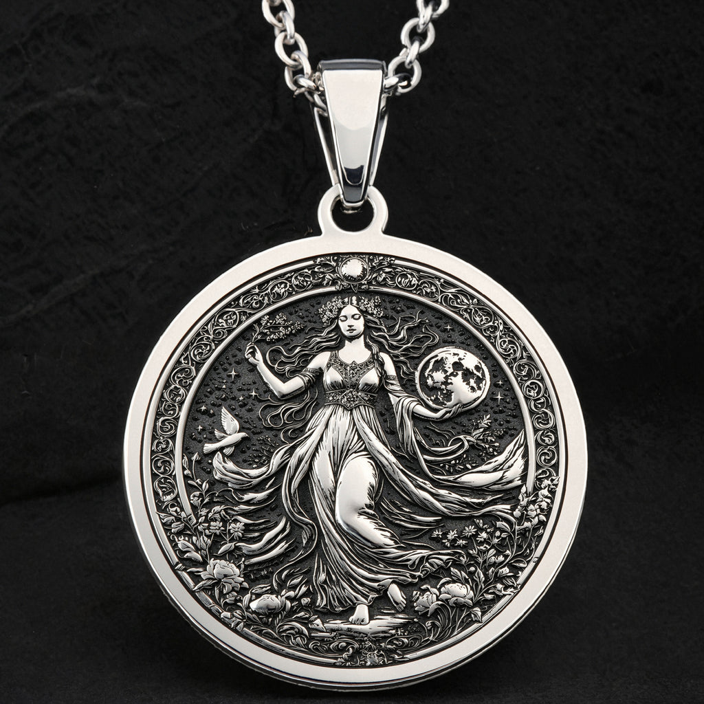 925 sterling silver Gaia Earth Goddess pendant, detailed view 3.