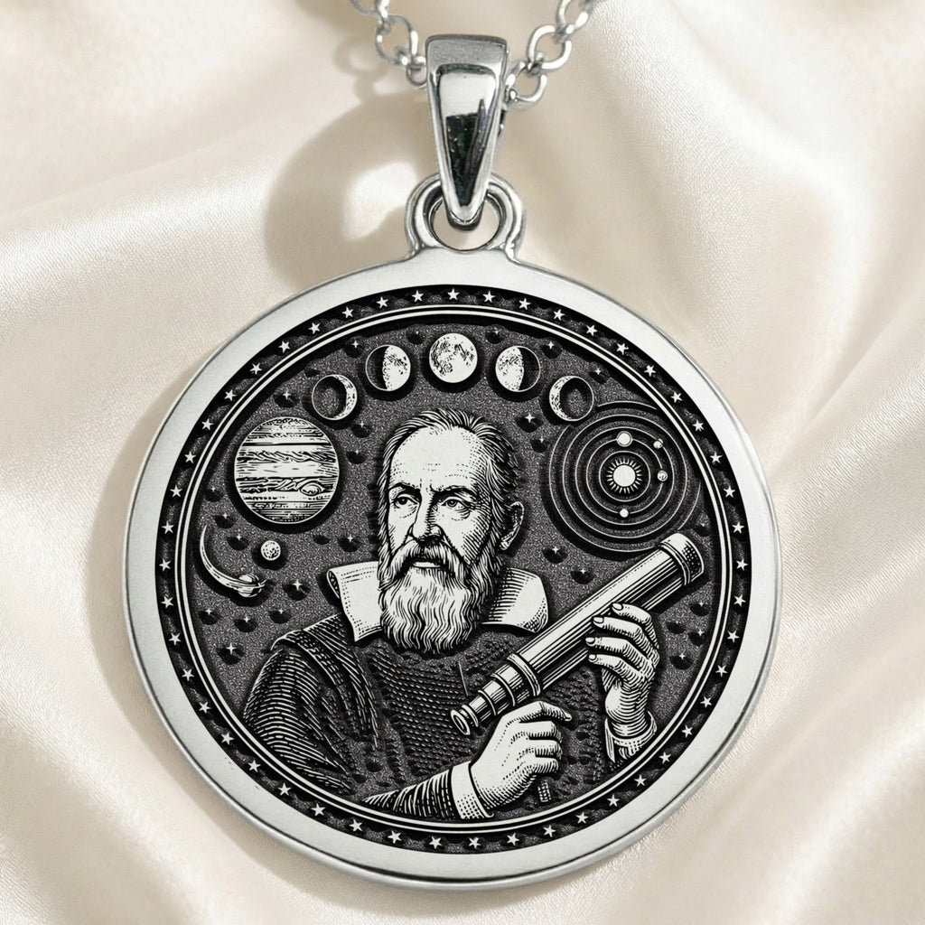 Galileo Necklace: Silver Father of Science, Astronomy Pendant