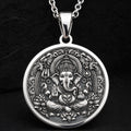 925 925 Sterling Silver Ganesha Elephant God Pendant Necklaces Oxidized silver Ganesha pendant necklace with intricate details