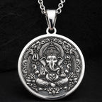 925 925 Sterling Silver Ganesha Elephant God Pendant Necklaces Oxidized silver Ganesha pendant necklace with intricate details