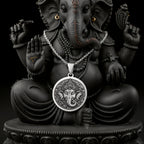 925 925 Sterling Silver Ganesha God Necklace Necklaces Oxidized silver Ganesha face pendant necklace with chain