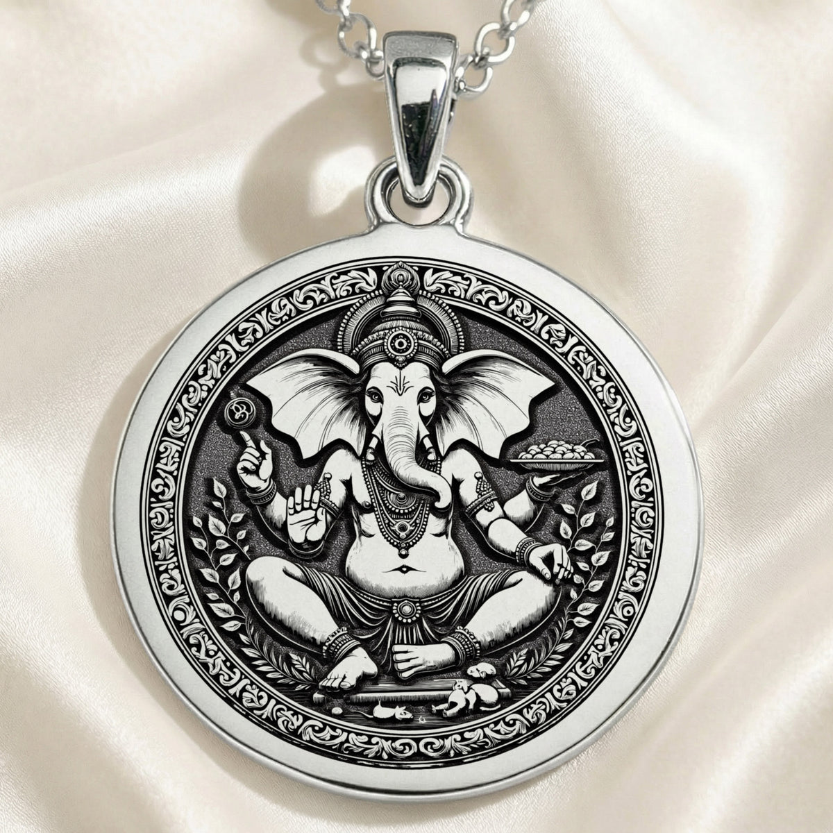 925 925 Sterling Silver Ganesha Elephant God Pendant Necklaces Oxidized silver elephant pendant necklace with intricate traditional design