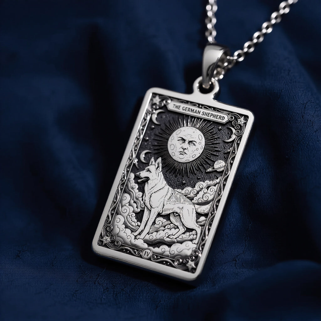 German Shepherd Guardian Dog Tarot Charm - 925 Sterling Silver