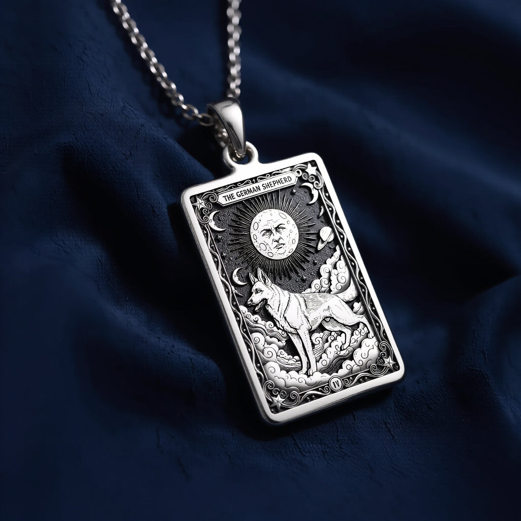 German Shepherd Guardian Dog Tarot Charm - 925 Sterling Silver