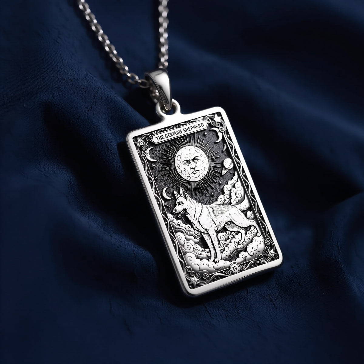 German Shepherd Guardian Dog Tarot Charm - 925 Sterling Silver