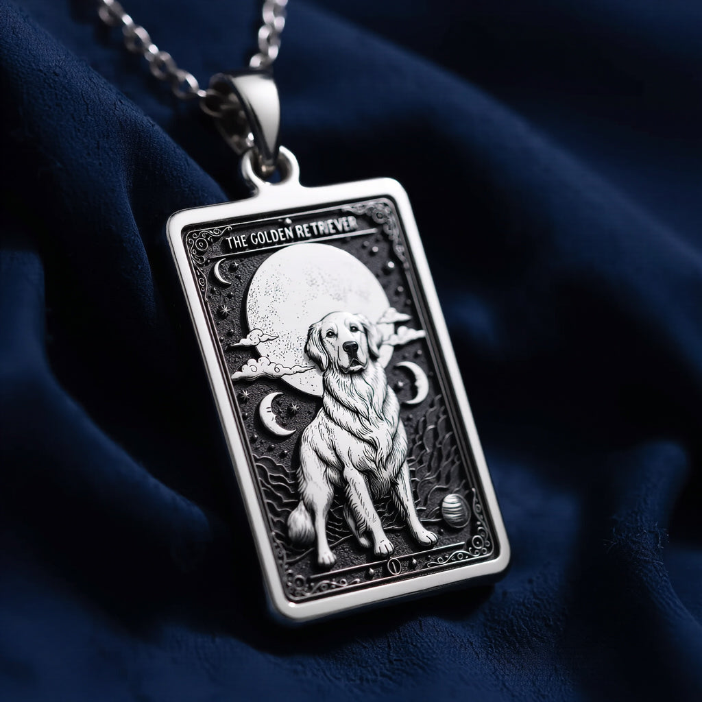 Golden Retriever Pendant Necklace - Tarot Spirit Animal - 925 Sterling Silver