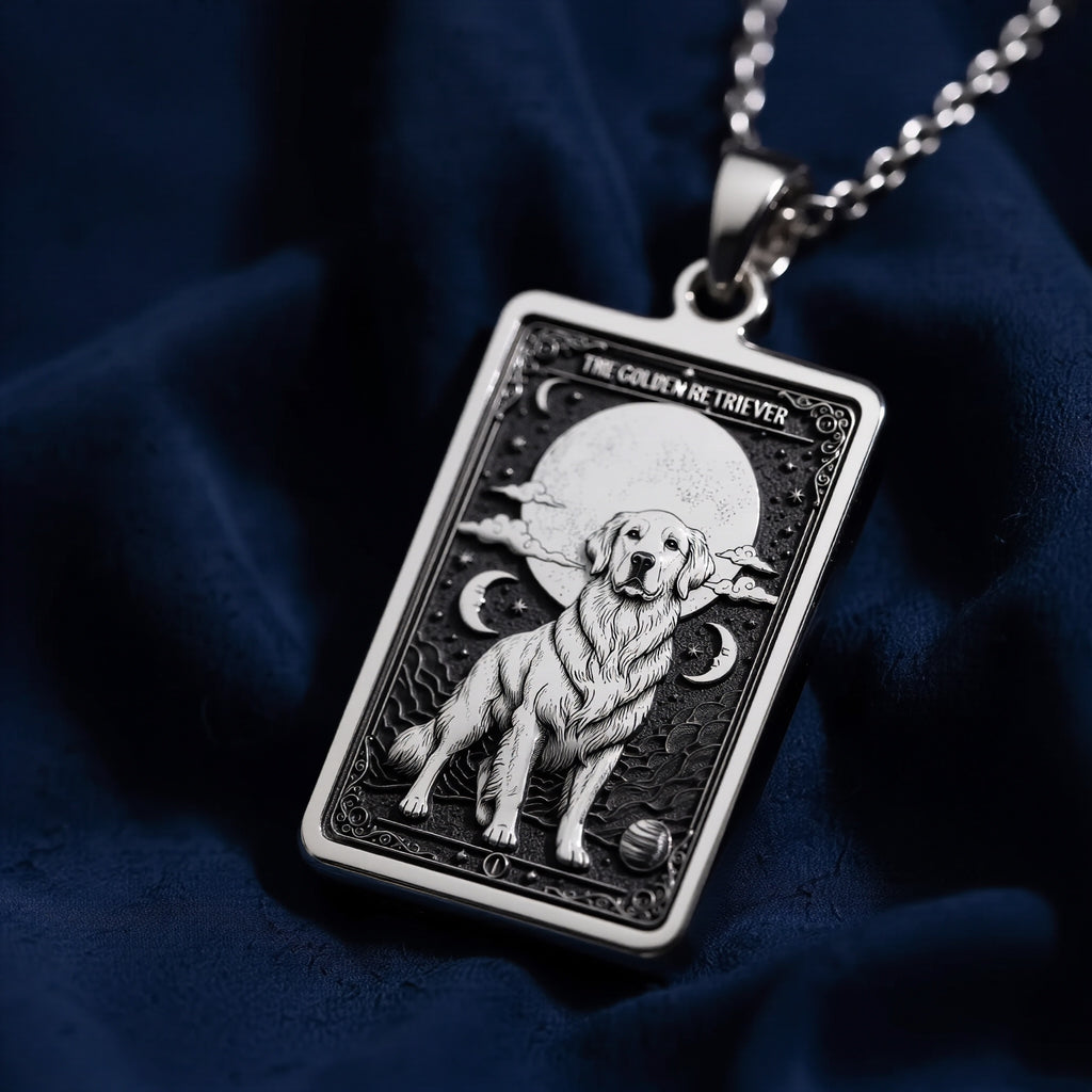 Golden Retriever Pendant Necklace - Tarot Spirit Animal - 925 Sterling Silver
