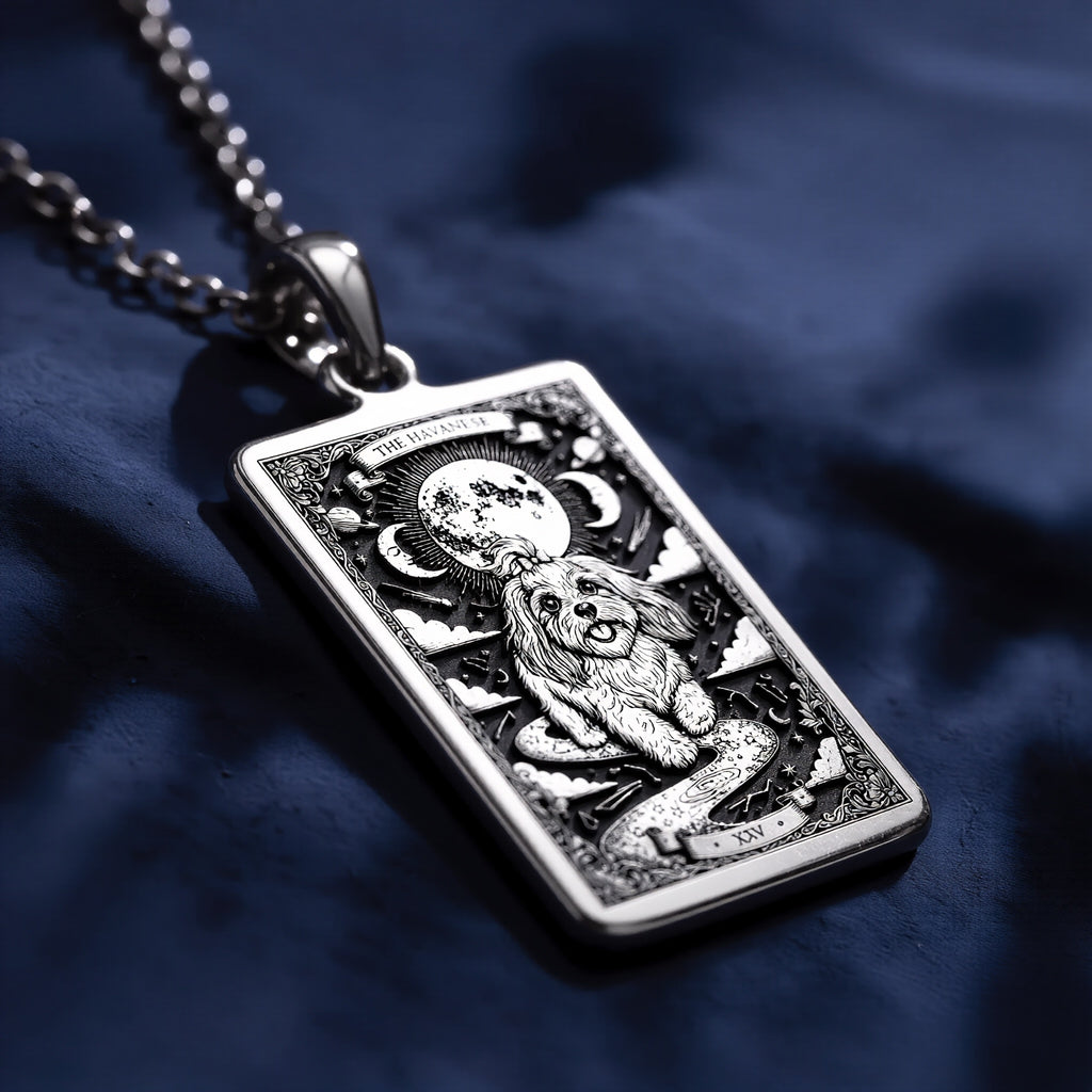 A striking 925 sterling silver Havanese charm. The art shows the celestial dog, a meaningful piece of jewelry for a pet owner.
