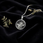 Goddess of Youth Hebe Pendant Necklaces 925 925 Sterling Silver metal pendant with an engraved classical scene on a round disc necklace.