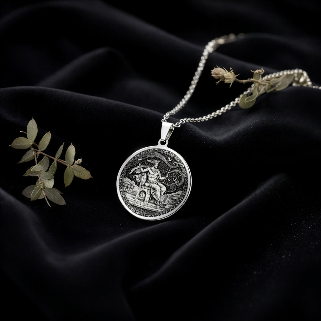 925 sterling silver Greek Messenger God Hermes pendant, detailed view 5.