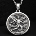 Hermes Medallion Greek God Necklace Necklaces 925 925 Sterling Silver winged warrior figure running across clouds pendant necklace