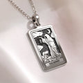 Silver Hermit figure necklace pendant, spiritual protection talisman gift. Detailed metal jewelry for spiritual protection.