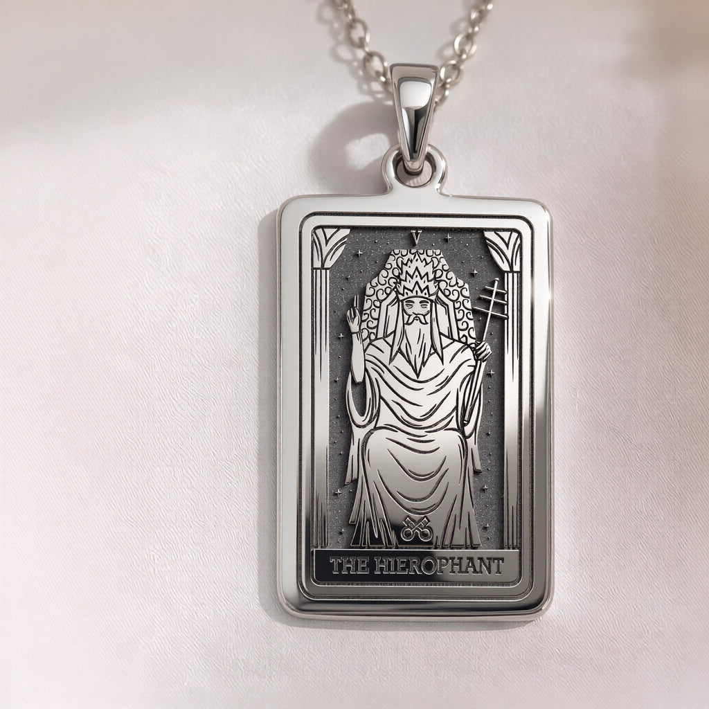 Hierophant Tarot Necklace | Silver, Gold Plated & Rose Plated Options - Spiritual Wisdom Jewelry