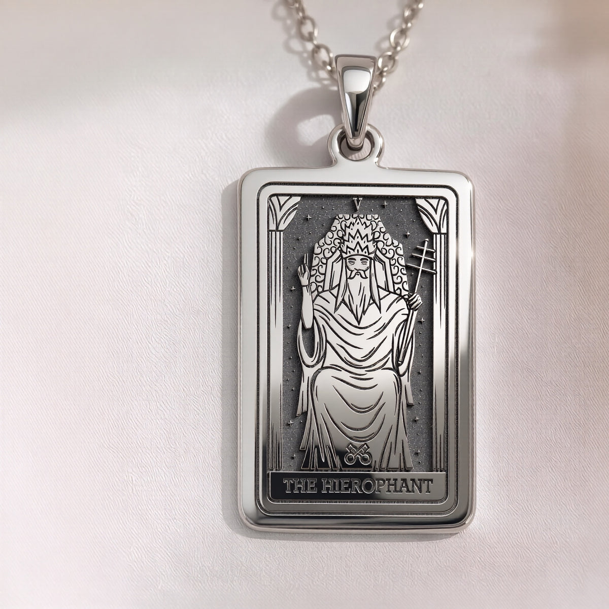 Hierophant Tarot Necklace | Silver, Gold Plated & Rose Plated Options - Spiritual Wisdom Jewelry