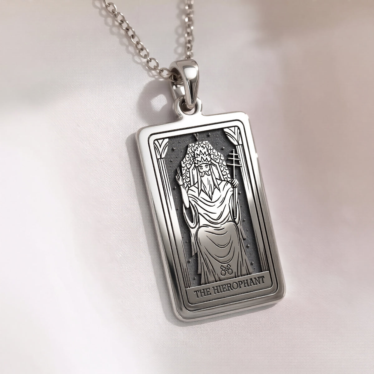 Hierophant Tarot Necklace | Silver, Gold Plated & Rose Plated Options - Spiritual Wisdom Jewelry